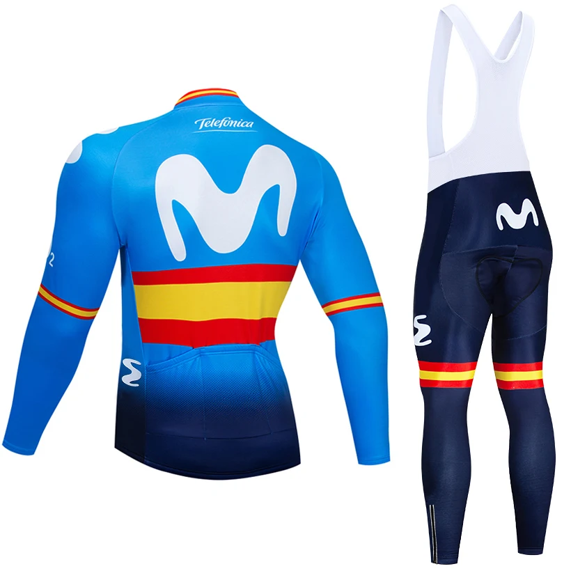 MOVISTAR TEAM велосипедная куртка 9D набор велосипедных штанов Ropa Ciclismo мужская зимняя теплая флисовая pro трикотаж для велосипедистов одежда