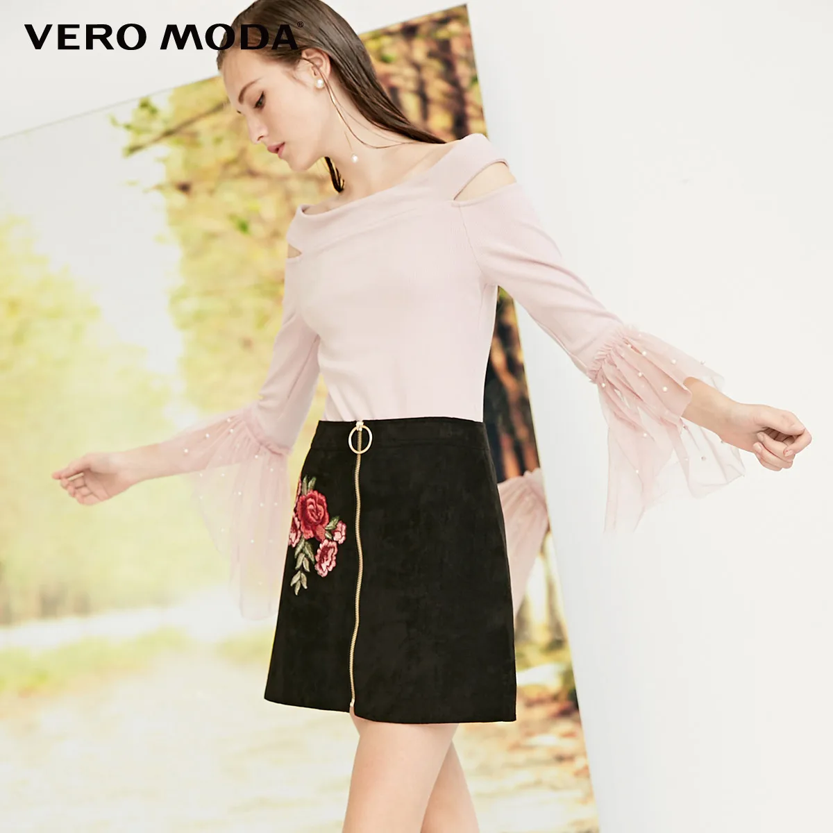 Vero Moda Новое поступление облегающие топы с открытыми плечами Gauzy Splice | 318402504
