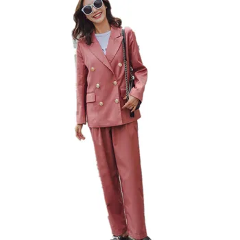 

Customized current popular ladies suit ladies casual double-breasted suit two-piece suit (jacket + pants) women's business suit