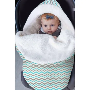 

Winter Sleeping Bag Newborn Baby Warm Striped Print Fashion Fleece Swaddle Sack Infant Toddler Boys Girls Casual Stroller Wrap