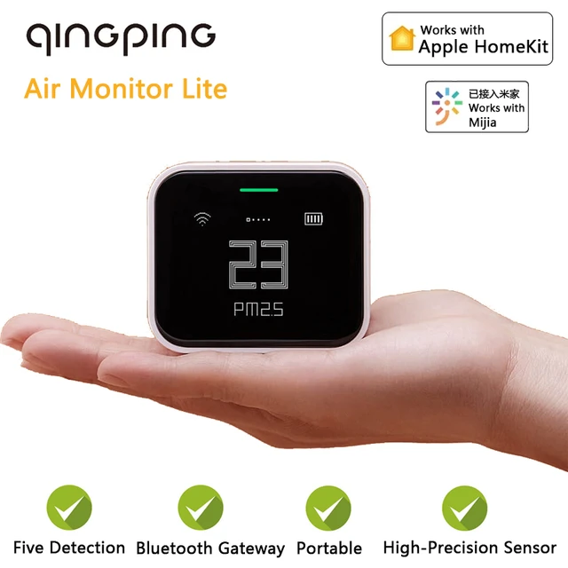 Qingping-Détecteur de qualité de l'air, capteur de haute précision,  moniteur de température et d'humidité, Lite CO2, PM2.5, PM10, fonctionne  avec l'application ata jia, HomeKit - AliExpress