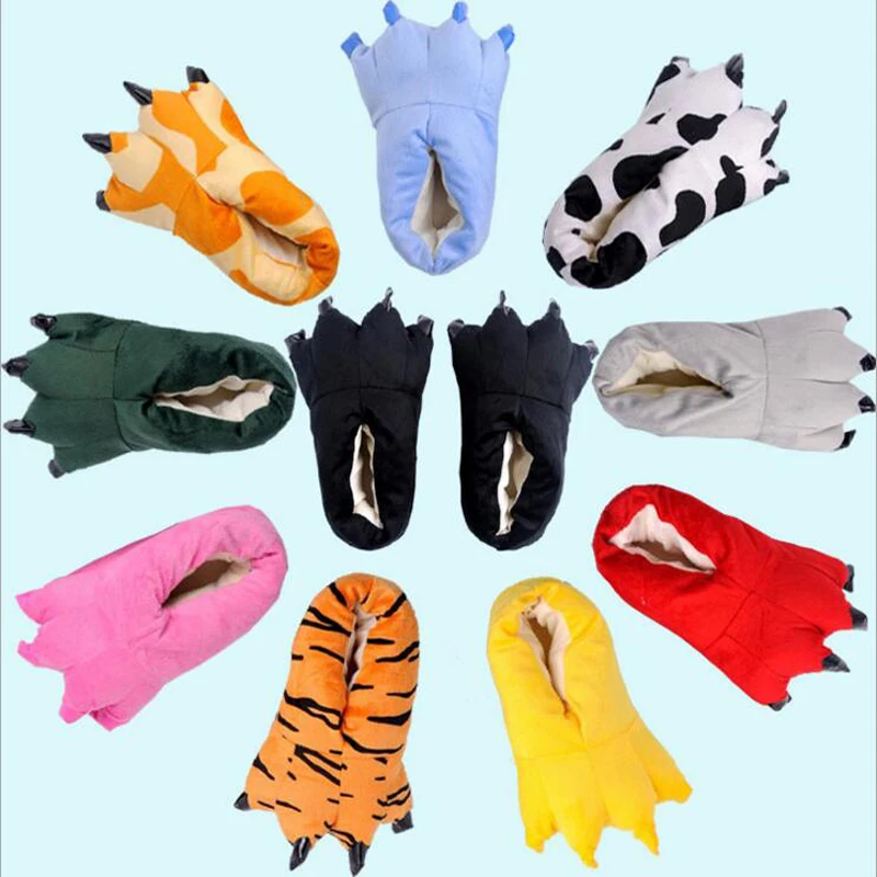 Pijamas de franela cálidos para niños y niñas, zapatos de dormir a juego, zapatillas con unicornios, zapatos con huella Animal, calzado de Interior para invierno