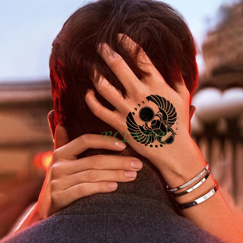 Водостойкая Временная тату наклейка древний Египетский навоз тумблбаг