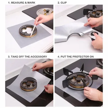 

8 PCS Reusable Non-stick Gas Range Stove Top Burner Protector Cover Liner Clean Film kitchen Gas Range Protector #35