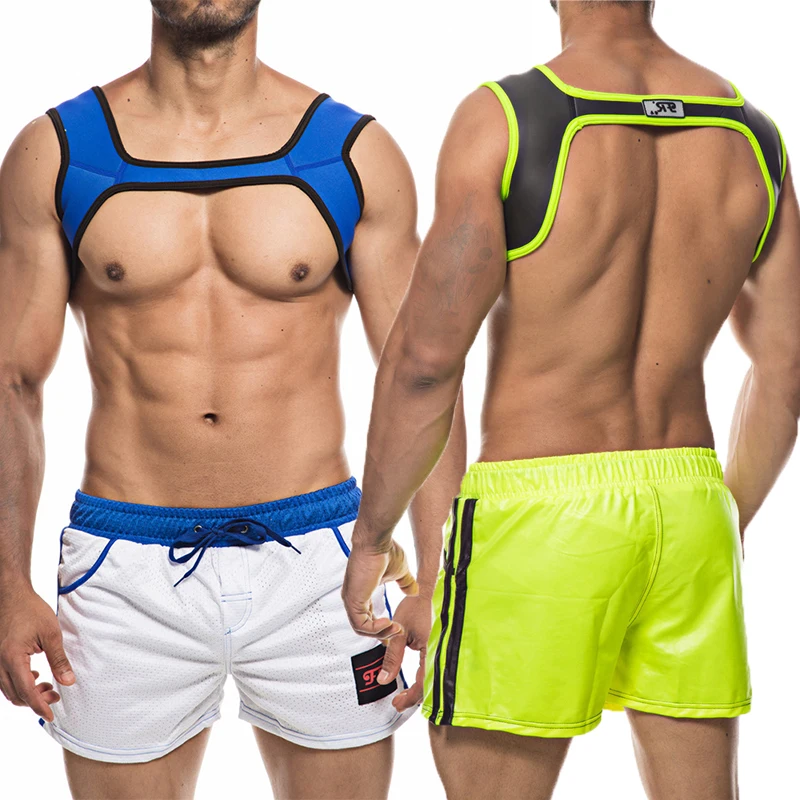 Men Underwear Neoprene Chest Harness Shorts Pants Sports Workout Gym Undershirts