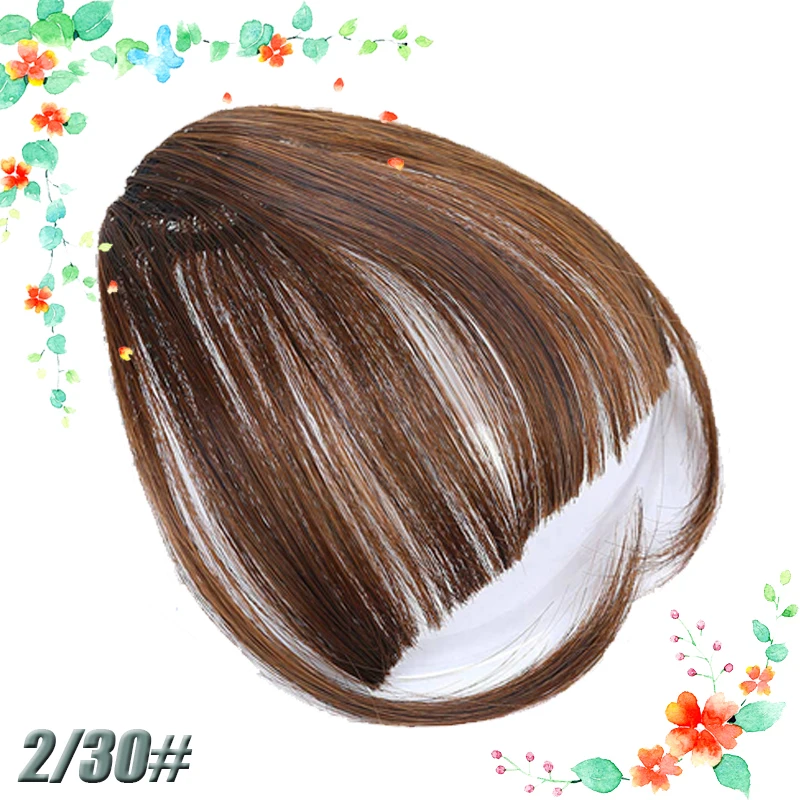 AILIADE короткие прямые спереди аккуратные челки на заколках человеческие волосы для наращивания Remy заколки для волос с бахромой челка коричневые аксессуары для волос - Цвет: 2130