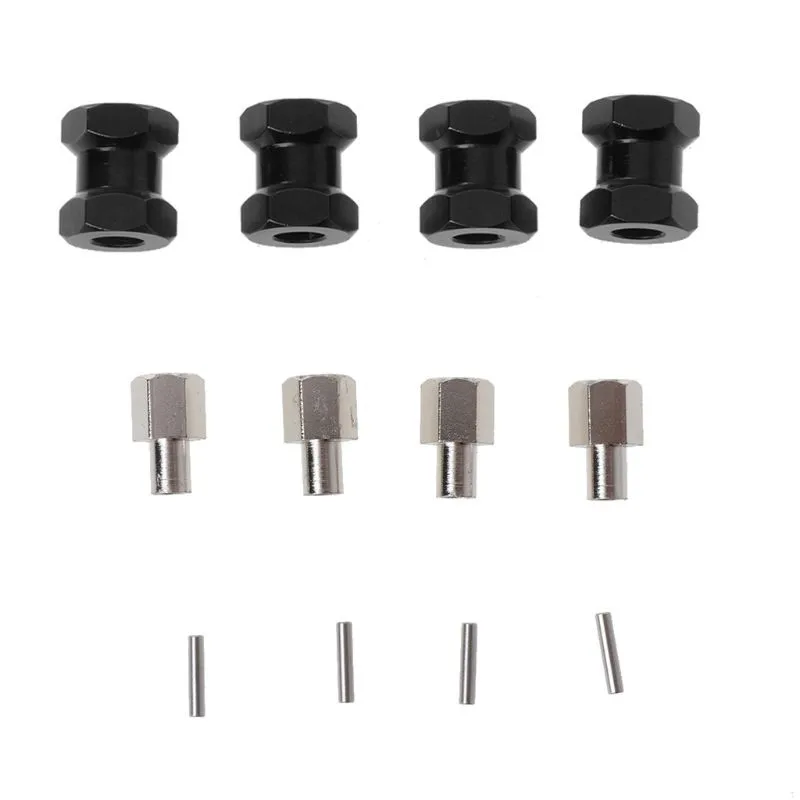 15mm black 4 шт. металлическая ось расширить 12 мм шестигранный колеса адаптер 15 мм/20 мм/25 мм для 1/10 радиоуправляемые гусеничные машины TRX4 RC4WD D90 D110 осевой Scx10 90046 - Цвет: 15mm black