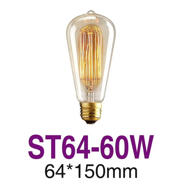 ST64-60W Ретро E27 металлический подвесной светильник держатель 1 метр винтажные лампы Эдисона основания люстра потолочный светильник светодиодный светильник для внутреннего декора ing - Цвет: ST64-60W