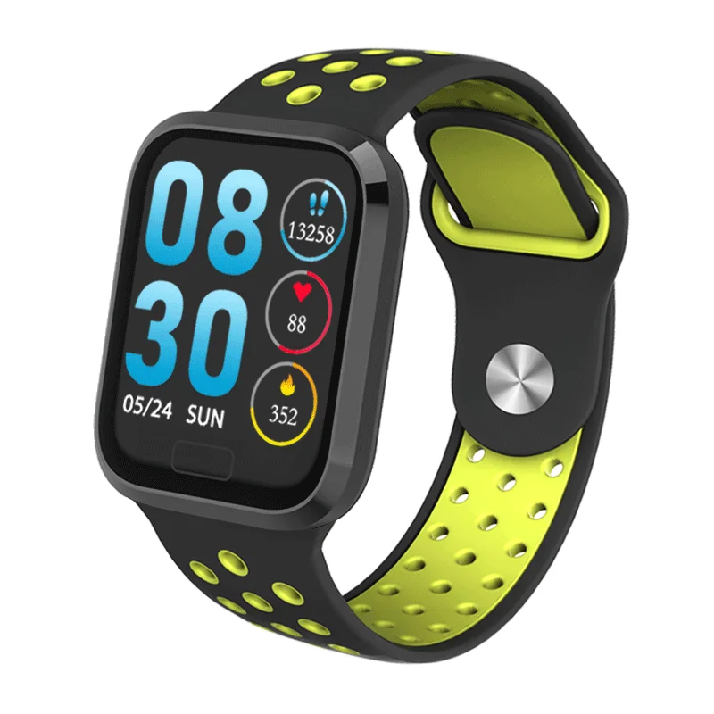 Умные спортивные часы M98, Android IOS, браслет с сердечным ритмом и кровяным давлением, фитнес-трекер, монитор сна, цветной музыкальный браслет для звонков, сообщений - Цвет: Black Green Silica