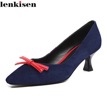 

Lenkisen gladiator sweet sheep suede small square toe bowtie mixed colors thin high heels lace on beauty lady dating pumps L15