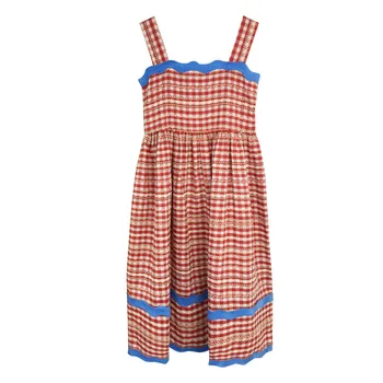 

2020 Summer dress for girls Patchwork Strap Dresses Cute Teen Girls Plaid Princess Party Frocks Kids Sleeveless Beach Sundress