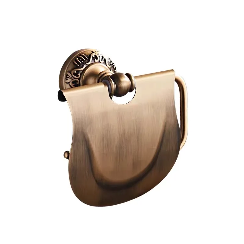 

European style carved base toilet roll tissue holder vintage brushed copper bathroom organizer hardware wall mounted