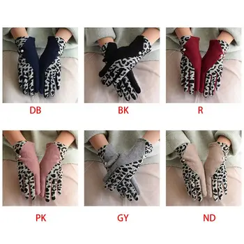 

Charm Women Imitation Cashmere Gloves Autumn Winter Hand Warmer Mittens Lady Casual Outdoor Leopard Split Finger Gloves