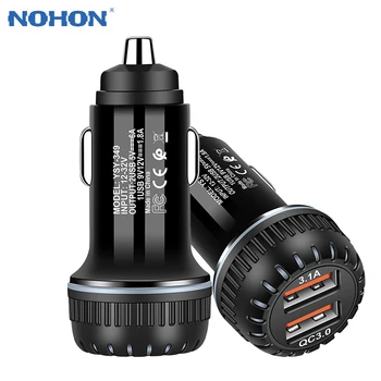 

Nohon Car Charger for iPhone 11 Pro Max Quick Charge USB Mobile Phone Cargador for Samsung Xiaomi Fast QC 3.0 Charging Adapter