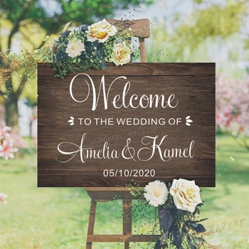 

Vinyl Decals for Wedding Welcome Sign Simple Pattern Wedding Mirror Sticker Custom Couple Names Vinyl Murals Décor Art AZ940