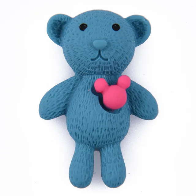 Hot Sale 1 Pcs Cartoon Bear Croc Shoe Charms Colorful Smile Face Baby Bear Clog Shoes Decorations Kid's Wristband Accessories r9599