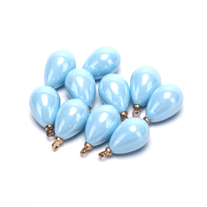 blue 10 шт./компл. модные капли воды жемчуг эмалированный подвески для самостоятельного изготовления ювелирных изделий серьги аксессуары - Окраска металла: blue