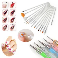 15 шт./компл. кисть для дизайна ногтей подводная ручка акриловая живопись Рисование кисти для УФ-геля расширитель маникюрный набор