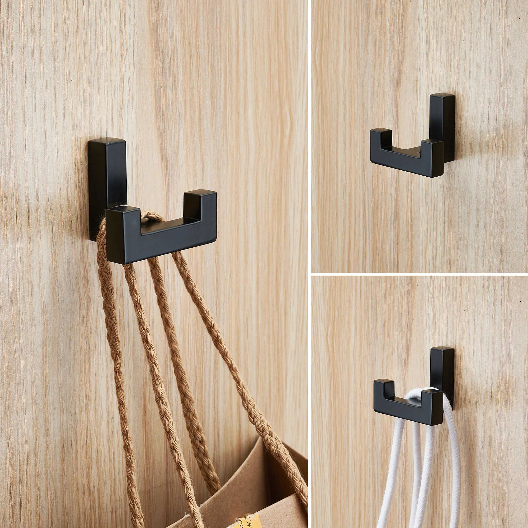Appendiabiti Da Parete Con 5 Ganci In Acciaio Inox Nero – Robusto E Salvaspazio Per Ingresso, Cucina, Camera