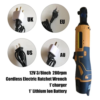 

12V 3/8inch Cordless Electric Ratchet Wrench W/ LED Light Battery Charger Kit Brand New And High Quality