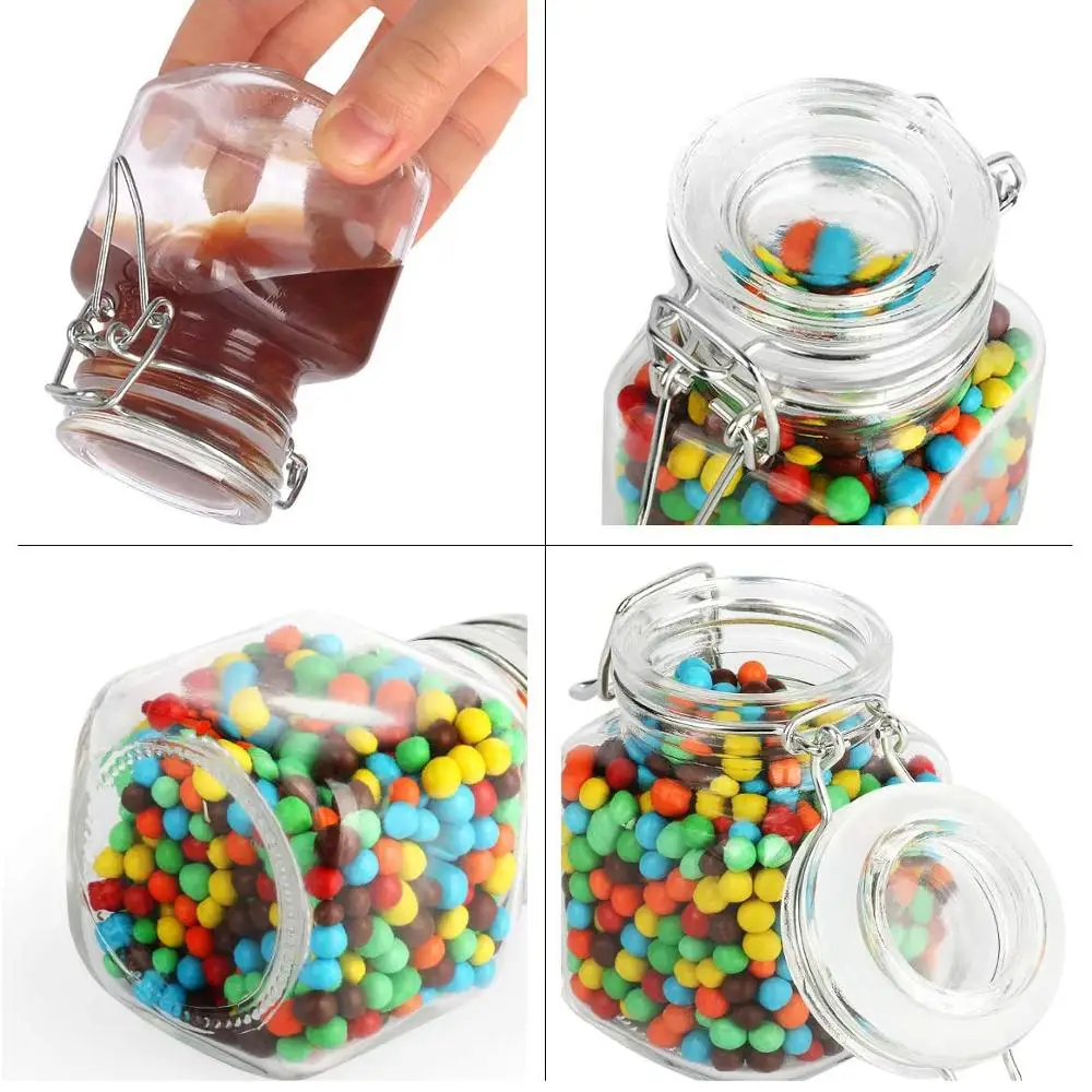 3 Oz 100ml Airtight Seal Mini Glass Jar Different Colors of Rubber Gasket  Kitchen Hinged Lid Square Glass Jar Versatile Container for Herbs and  Spices - China Food Storage Containers and Glass