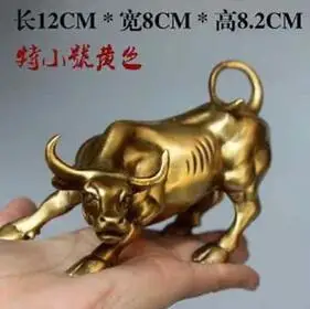 

COPPER BRASS CHINESE CRAFTS DECORATION BIG WALL STREET BRONZE FIERCE BULL OX STATUE-BRASS