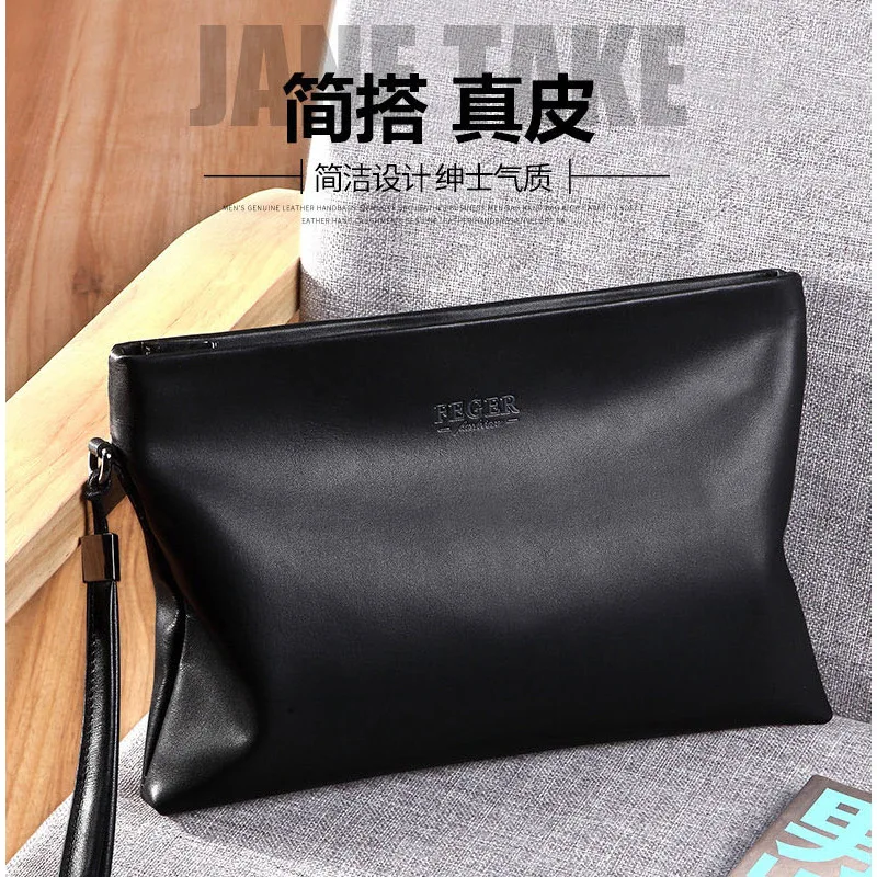 

Men's Handbag Leather Hand-caught Bag Leisure Clip Bag Business Men's Bag Large-capacity Leather Bag Hand Bag