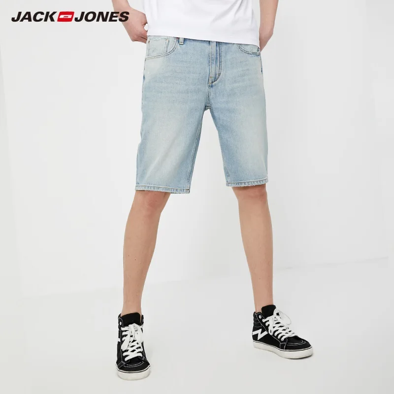 Мужские облегающие прямые шорты JackJones потертые джинсовые в пляжном стиле | 219243508