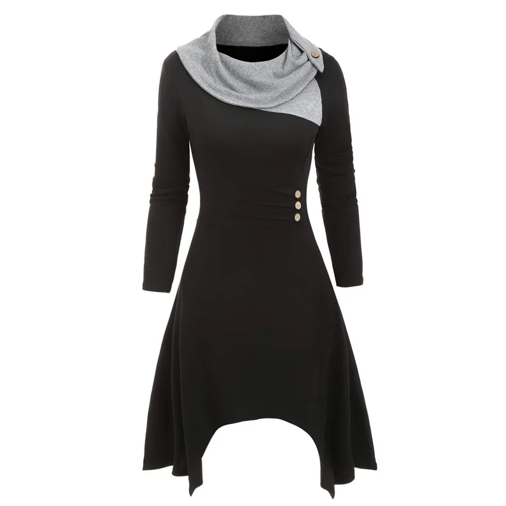 Женское платье vestidos de verano vestido vadim ropa mujer платья vestidos verano mujer повседневное лоскутное L-5XL с длинным рукавом Z4