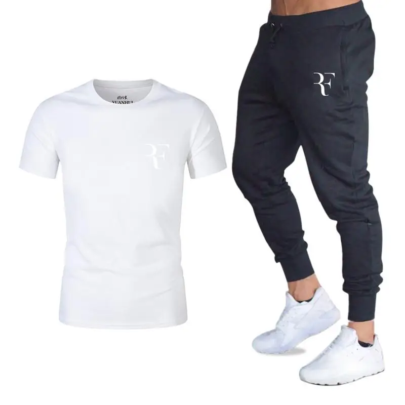70% OFF 2019 printed men's short-sleeved T-shirt fashion casual loose T-shirt + jogging sports pants new men's clothing