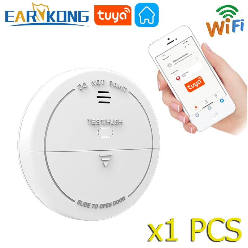 Tuya WiFi Smoke Sensor Fire Protection Top Smoke inlet Detector Smokehouse Combination Fire Alarm Home Security Firefighters smoke alarm