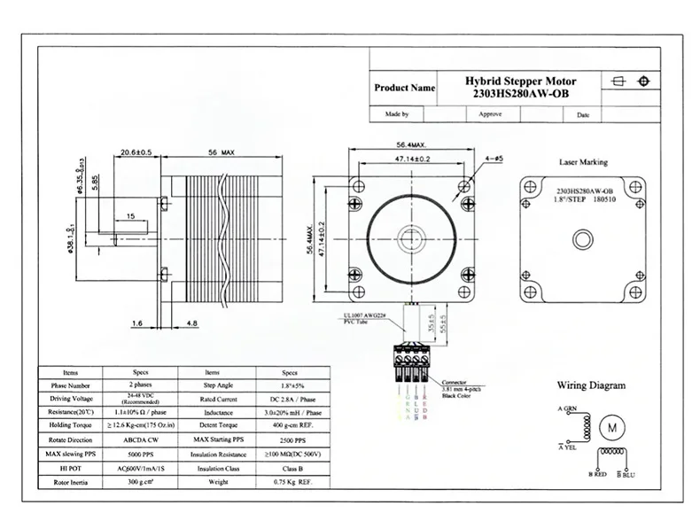 OpenBuilds Nema23 57 шаговый двигатель высота 56 мм 2.8A 175oz для 3D принтера для фрезерного станка с ЧПУ машина DIY части