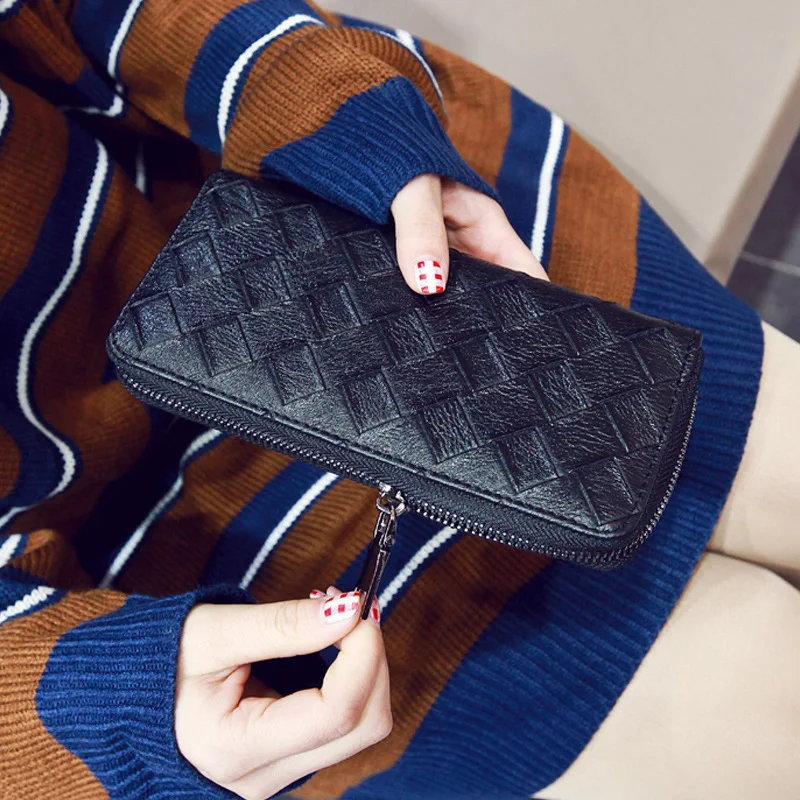 

Woven Long Wallet Women's Large Clutch Korean-style Zipper Wallet Purse