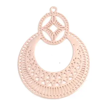 

DoreenBeads Fashion Copper Filigree Stamping Pendants Rose Gold Oval Hollow Charms Jewelry DIY Findings 3.2cm x 2.4cm, 10 PCs