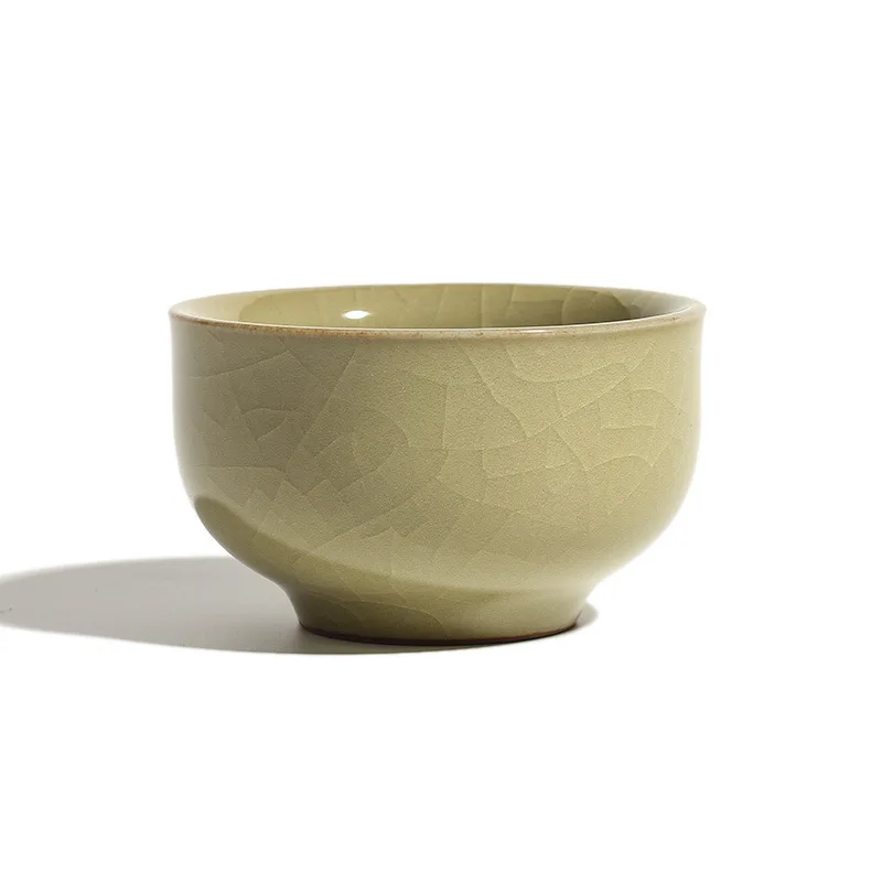 Керамические чайные чашки Longquan celadon ручной работы, высококлассные бытовые чайные наборы - Цвет: Флуоресцентный желтый
