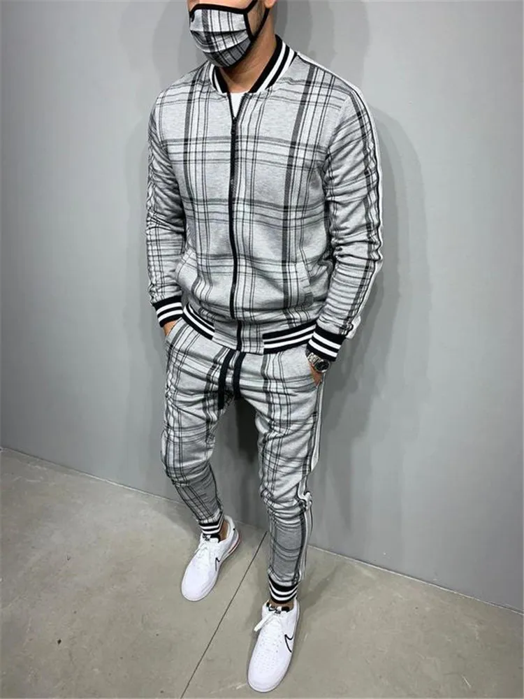 Men' 3d Plaid Sports Gentlemen Set 