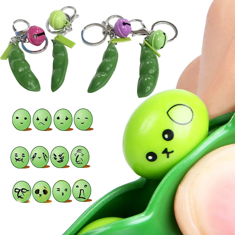 Soybean Toy Keychain Funny Rings Bells Cute Pendant Bag Hanging Decor Relief Toys Women Phone Charms Gift #45 | Инструменты