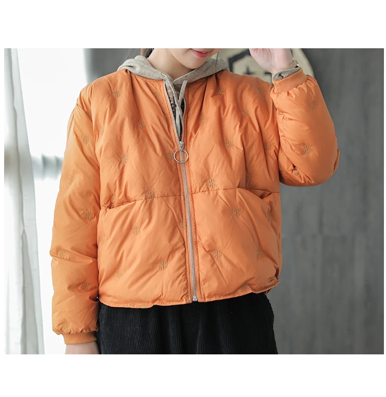 Qi Juan Draw Korean-style Literature And Art Loose-Fit Stand Collar Solid Color Short down Jacket Coat Women's 90 Cloth down Jac
