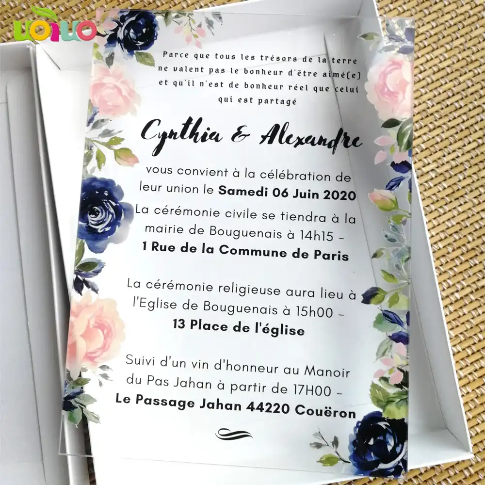 Carte D Invitation De Mariage En Acrylique Mots Personnalises Carton D Invitation De Mariage Avec Boites Imprimees Aliexpress
