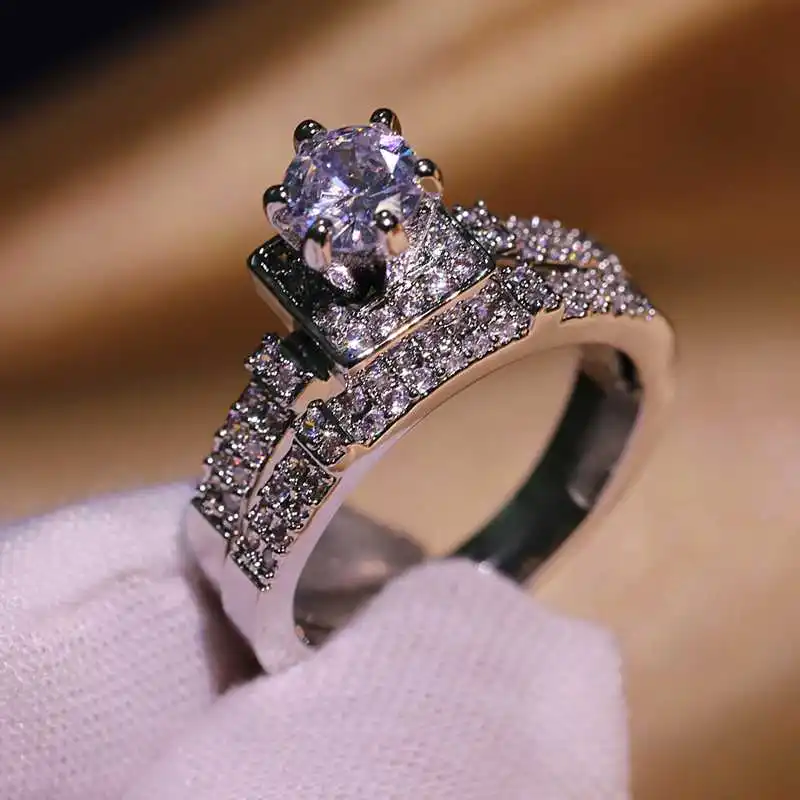 2024 Hot Sale Hot Sale 2pcs Ring Set Geometric Zircon Double