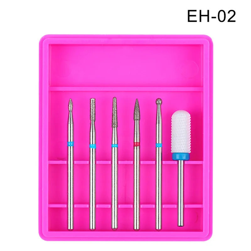6pcs/set Diamond Nail Drill Bit Milling Cutter Electric Nail Rotary Files Burr Manicure Machine Accessory Cuticle Clean Tools - Цвет: 2