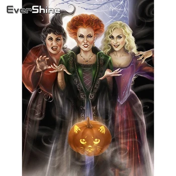 

EverShine Diamond Painting With Square Rhinestones Halloween Diamond Embroidery Cross Stitch Kit Diamond Mosaic Bead Picture Art