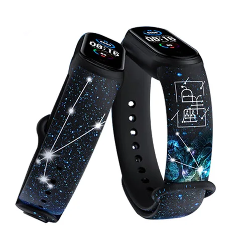 Starry Printed Strap for Xiaomi Mi Band 6 5 4 3 NFC Sport Wristband Silicone Bracelet Mi Watch Replacement Belt