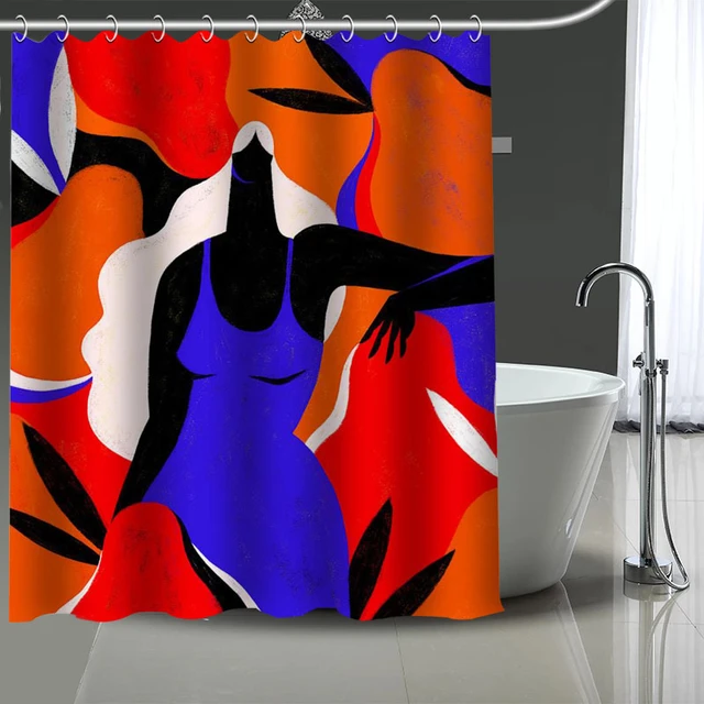 Cortinas de ducha personalizadas para mujer, visillo con pintura de costura  de Color, impermeable, de poliéster, con gancho - AliExpress