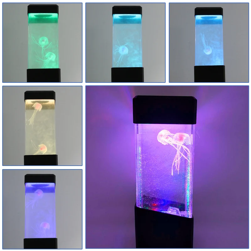 Details about / Led Night Light Jellyfish Tank Aquarium Style LED Lamp Sensory Autism Lava Lamp