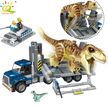 

631PCS Indominus Rex T- Rex Transport Truck Building Blocks for Kid compatible lego Jurassic City World Dinosaur Bricks