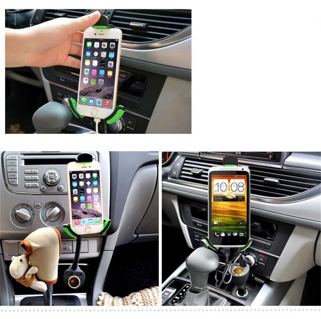 Автомобильный держатель для сигарет, телефона, вращающийся на 360 °, двойной USB, быстрая зарядка, прикуриватель, держатель для сотового телефона, gps, колыбель# BL45