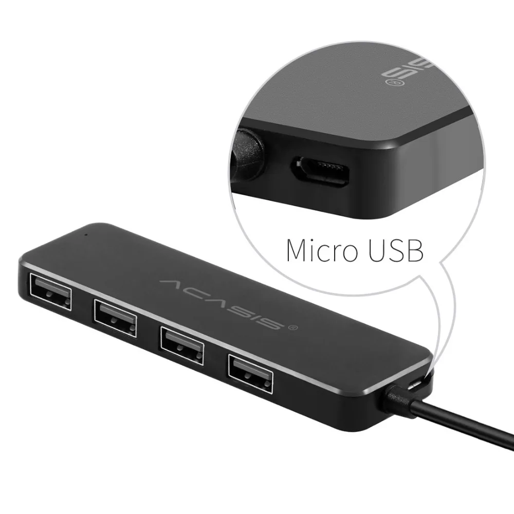 Acasis USB 3,0 2,0 компактный портативный высокая скорость концентратор Поддержка Multipe USB Decice концентратор для портативных ПК 4 порты Расширение