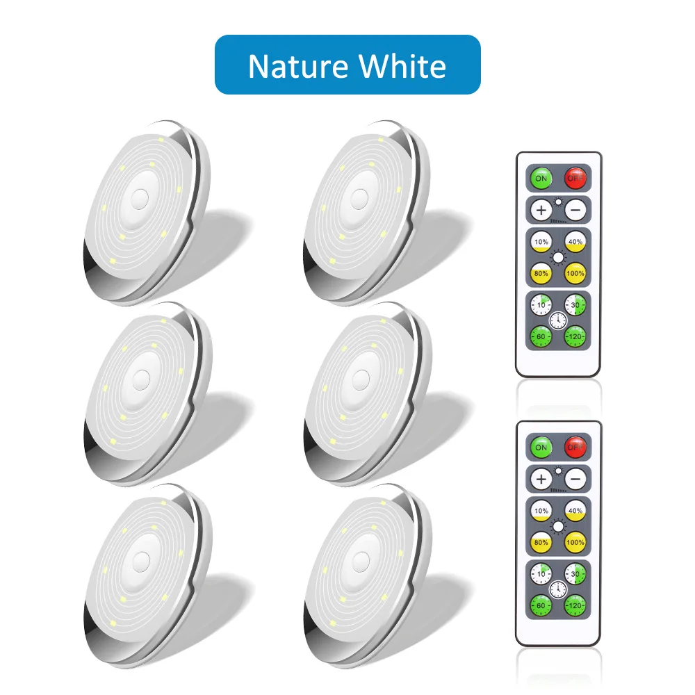 6 Lamp 2 Remote Сенсорный датчик Светодиодная подсветка под шкаф кухонный беспроводной батарейный светодиодный светильник для шкафа, дистанционный затемненный ночной Светильник - Цвет: 6 Lamp 2 Remote