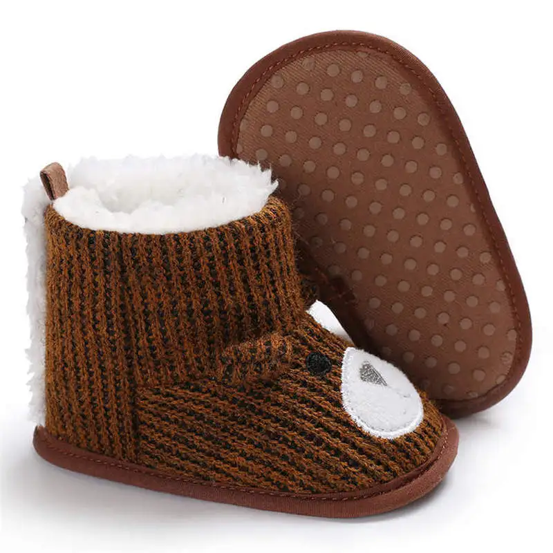 Обувь для новорожденных; ботинки для малышей с хлопковой подошвой; Милая зимняя теплая обувь с ворсом внутри; обувь для малышей